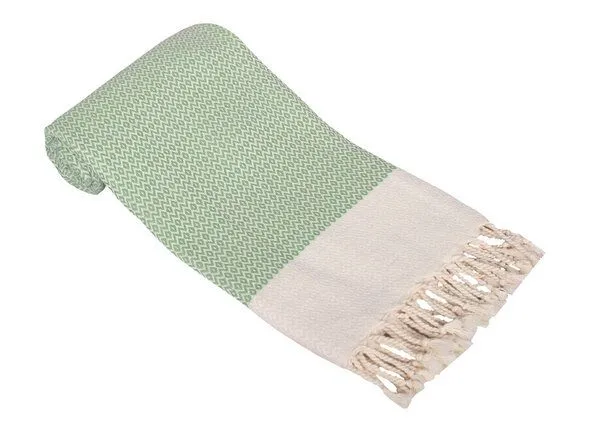 A&R Textile A&R Textile Hamamtuch Saunatuch Badetuch Strandtuch Kemer Handtuch zweifarbig 100 x 180 cm, Grün/creme, – Produktbild 1 von 1