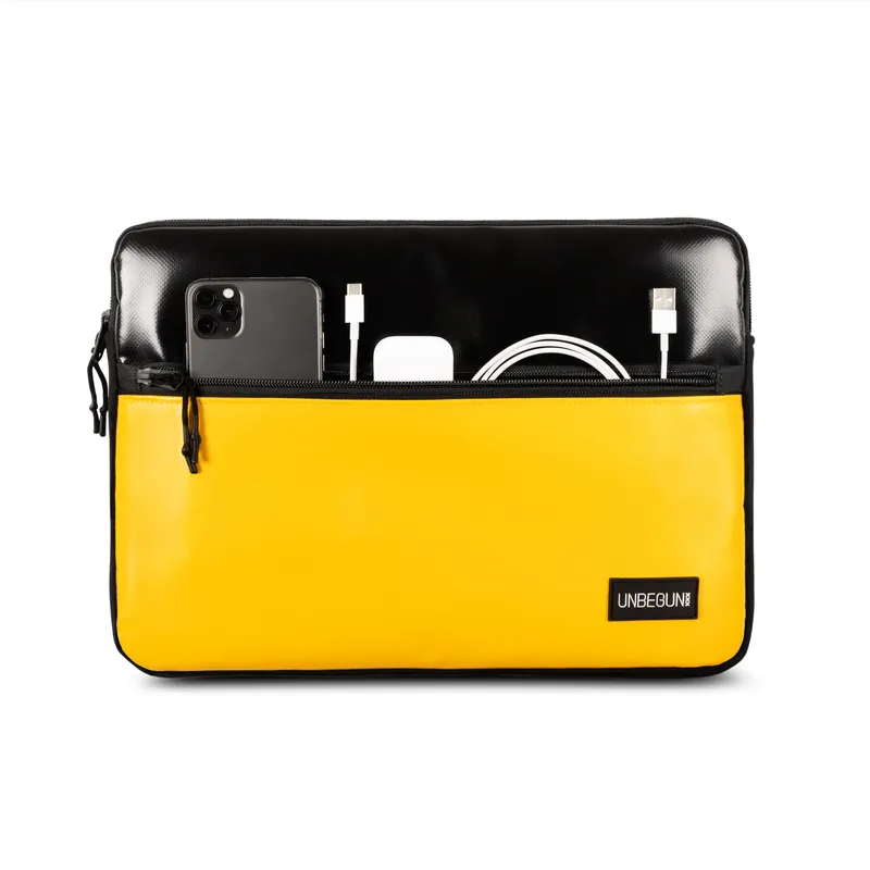 UNBEGUN UNBEGUN Herren vegan Laptop-Tasche Mit Fronttasche Gelb, Schwarz, – Produktbild 2 von 2