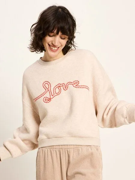 LANIUS LANIUS Statementsweatshirt (GOTS) aus Bio-Baumwolle, Creme melange, – Produktbild 4 von 4