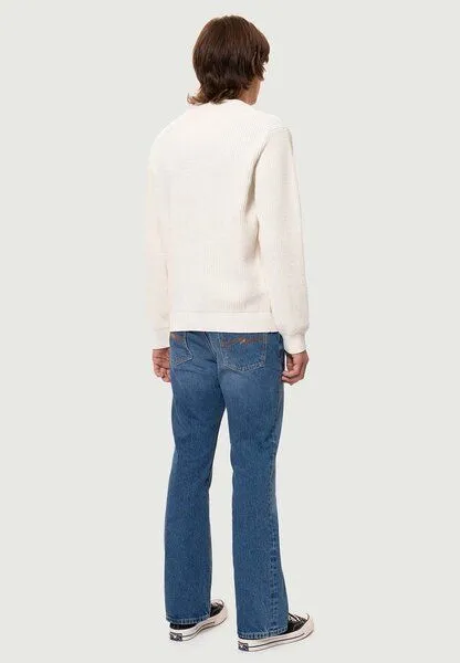 Nudie Jeans Nudie Jeans Strickpullver August Rib Cotton, Weiß (chalk white), – Produktbild 2 von 4