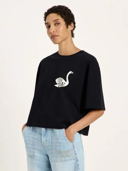 LANIUS LANIUS Oversized Statementshirt (GOTS) aus Bio-Baumwolle, Black, – Produktbild 1 von 4