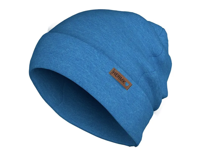 HERMKO Beanie 8840911 Mütze für Damen und Herren aus Merinowolle und Tencel, Blau, – Produktbild 2 von 2