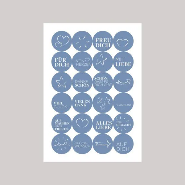 Fines Papeterie Fines Papeterie 24 Geschenk Aufkleber mit verschiedenen Motiven, Taubenblau, – Produktbild 2 von 3