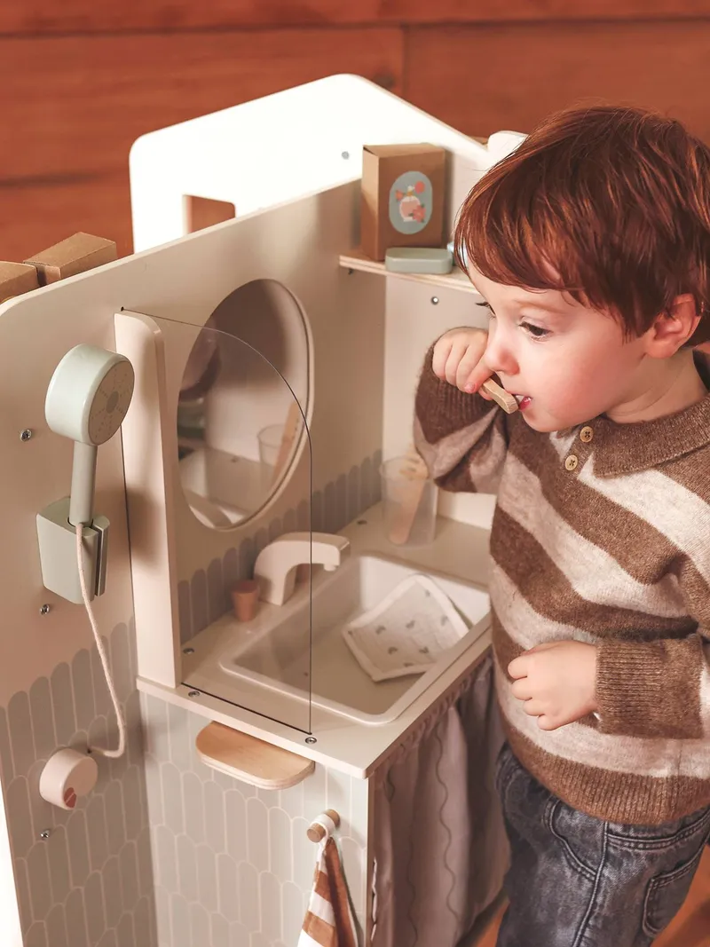 Vertbaudet Vertbaudet Kinder Spielstudio 360° mit Spielküche, Wollweiß, – Produktbild 3 von 4