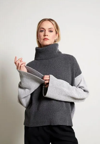 Givn Berlin Givn Berlin Rollkragenpullover GBLEA aus recycelter Wolle, Mid grey / iron grey / anthracite, – Produktbild 1 von 4