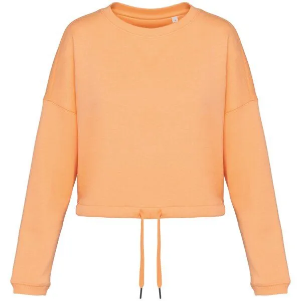Greenspired Greenspired Umweltfreundliches cropped Oversize Damen Sweatshirt mit Rundhalsausschnitt 280g/m² XS- XL, Apricot, – Produktbild 1 von 3