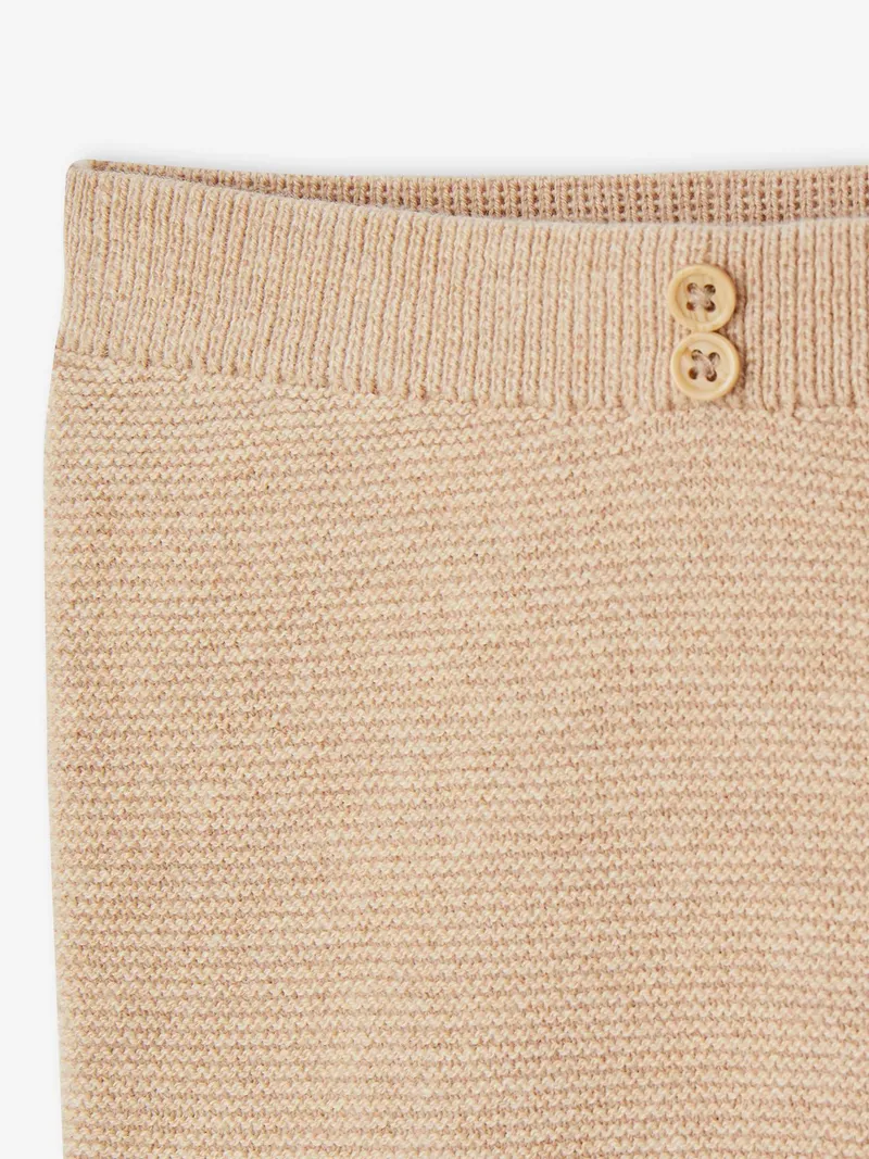 Vertbaudet Baby Strickhose mit Fuß, Beige meliert, – Produktbild 3 von 3