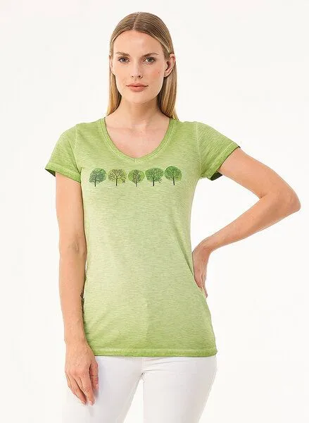 ORGANICATION ORGANICATION Cold Pigment Dyed T-Shirt aus Bio-Baumwolle mit Baum-Print, Grün(grass green), – Produktbild 2 von 4