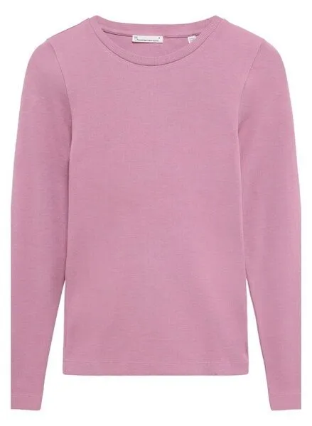 KnowledgeCotton Apparel KnowledgeCotton Apparel Langarmshirt - Rib Scoop neck long sleeved - aus Bio-Baumwolle, Rosa (orchid-haze), – Produktbild 2 von 4
