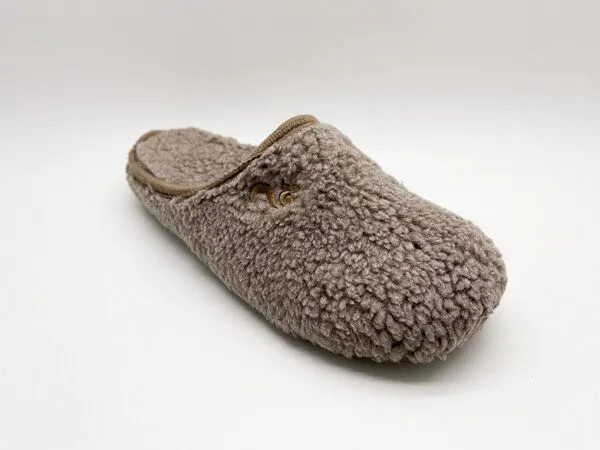 thies Veganer "thies ® Eco Teddy Slipper" aus kuscheliger Biobaumwolle, Taupe (grau braun), – Produktbild 2 von 4
