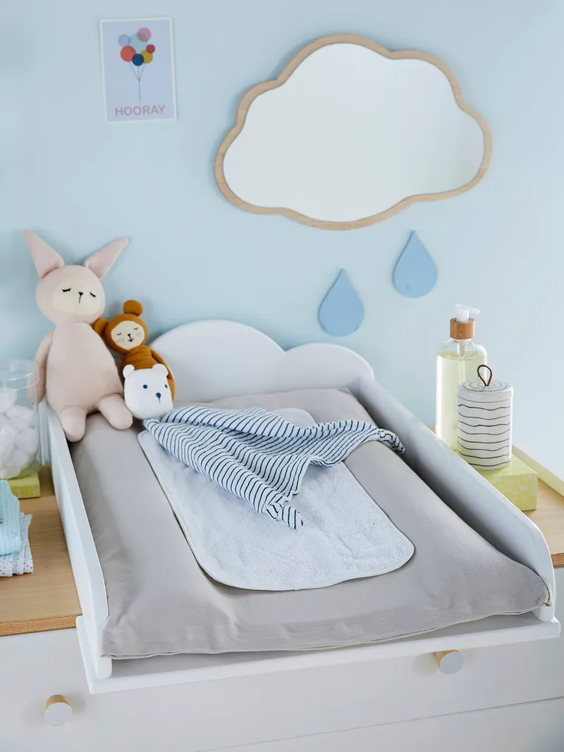 Vertbaudet Wickelaufsatz WOLKE für Kommoden mit 42cm und 52cm Tiefe, Weiß, – Produktbild 1 von 3