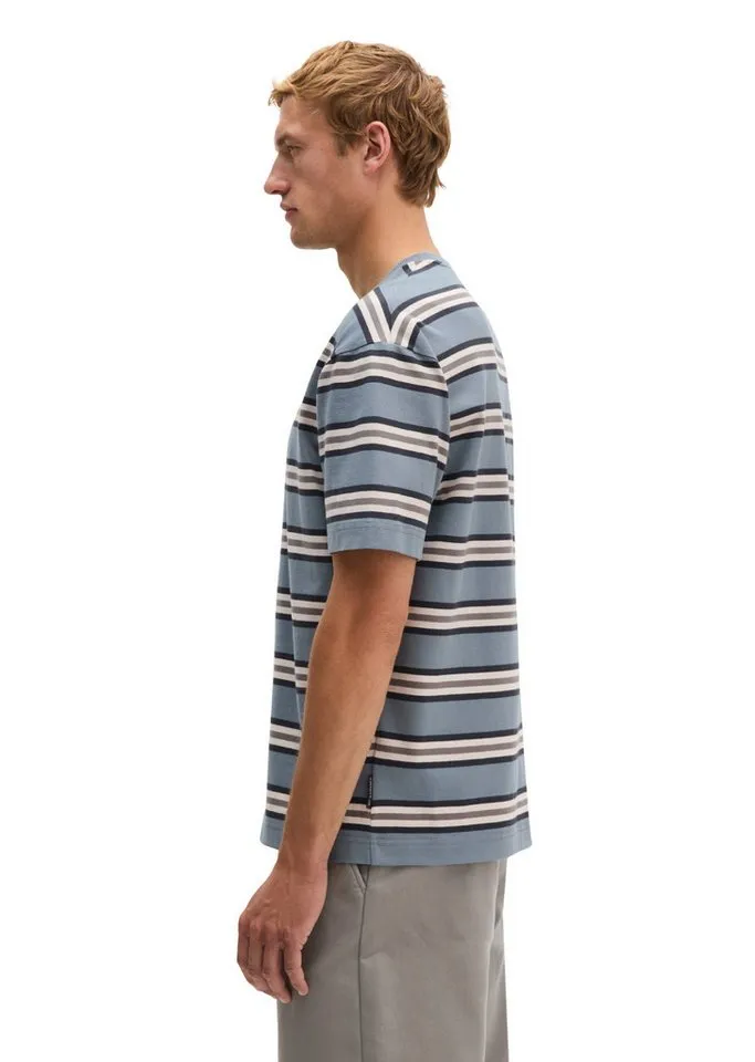 Marc O'Polo Marc O'Polo T-Shirt aus garngefärbter Bio-Baumwolle, Blau, – Produktbild 2 von 5