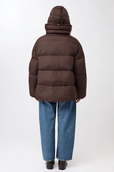 LangerChen LangerChen Steppjacke mit Kragen und abnehmbarer Kapuze, Coffee (braun), – Produktbild 4 von 4