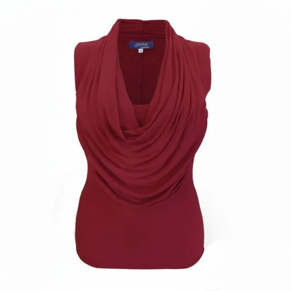 körber mode körber mode Wasserfallshirt aus Modal, ultraweich, mit integriertem Bandeau in verschiedenen Farben, Kirschrot, – Produktbild 1 von 3