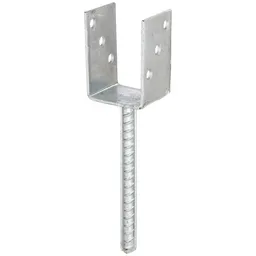 Alberts ALBERTS U-Pfostenträger/Betonanker Riffelstahl, fvz, zEinbet., BxH 71x104mm, L Anker 200mm – Produktbild 1 von 1