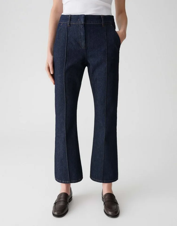 OPUS PANTS Bootcut-Jeans LUANE mit Komfortbund Mid Rise Ankle, BCI Cotton, Gummibund hinten, Blau, – Produktbild 1 von 5