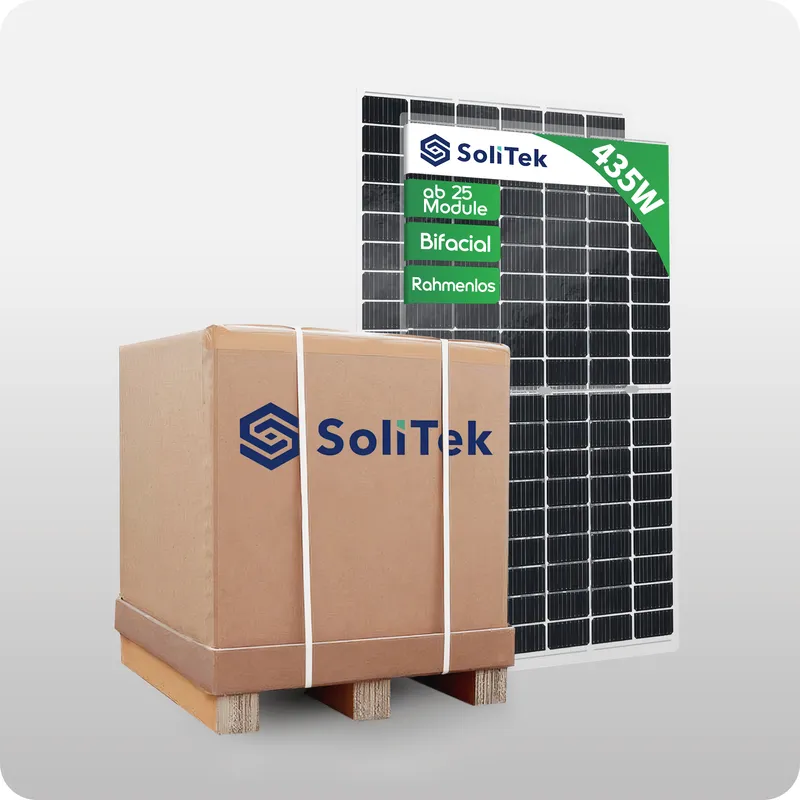 SOLITEK Palette 25x SoliTek SOLID Bifacial 435W Rahmenlos Glas-Glas - Preis inkl. MwSt. gem. § 12 Abs. 3 UStG – Produktbild 1 von 2