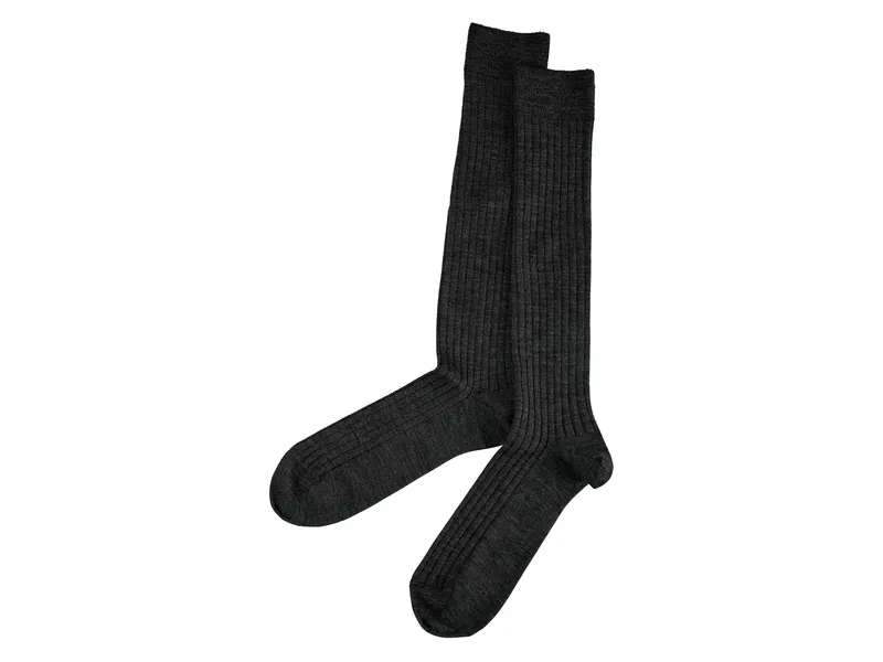 grödo Damen und Herren Kniestrümpfe Schurwolle Rippstrick schwarz Gr.37-38, Schwarz, – Produktbild 1 von 1