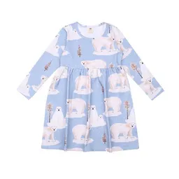 Walkiddy Kinder Langarmkleid GOTS zertifiziert, blau, Eisbär-Allover „Polar Bear Family“, weich – Walkiddy – Produktbild 1 von 1