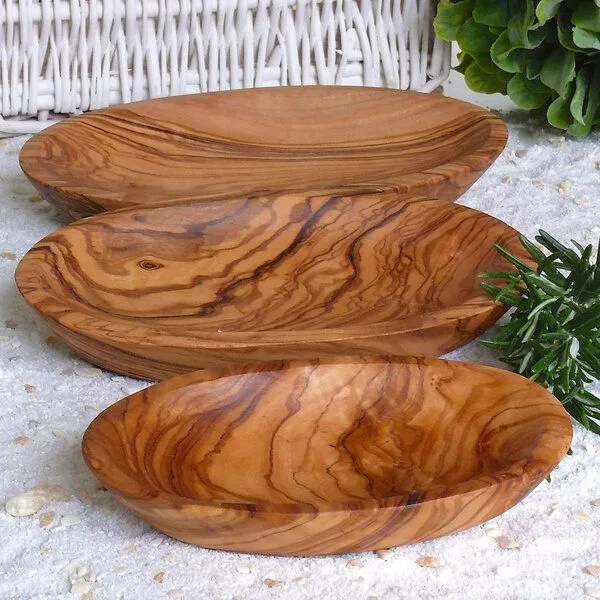 Olivenholz erleben Olivenholz erleben Schälchen oval im 3er Set (klein, mittel, groß) aus Olivenholz – Produktbild 2 von 3