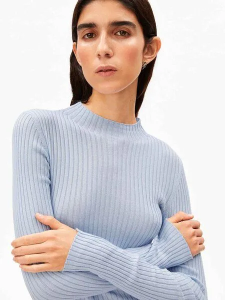 ARMEDANGELS ARMEDANGELS ALAANIA Damen Pullover Slim Fit aus Bio-Baumwolle, Mistblue, – Produktbild 4 von 4