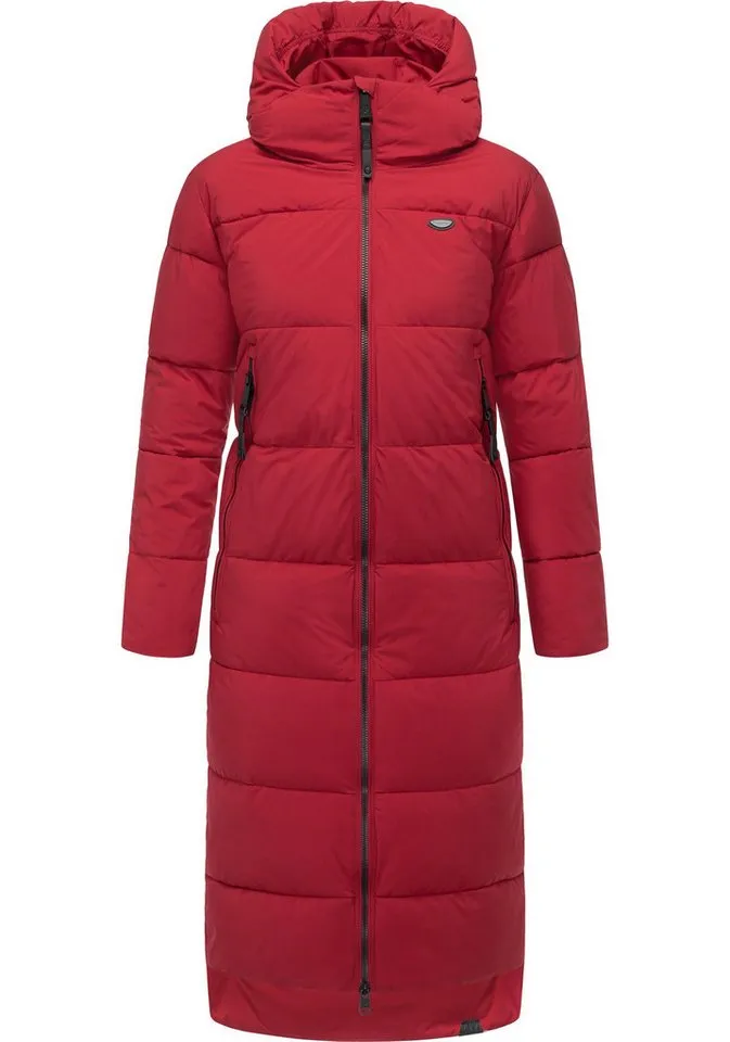 ragwear ragwear Wintermantel Patrise Extralanger Damen Winter Steppmantel mit Gehschlitzen, Rot, – Produktbild 1 von 4