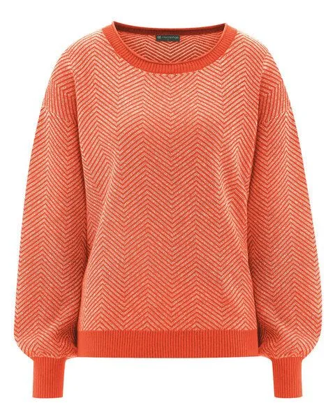 HempAge Hempage Moderner Jacquard Pullover Hanf/Biobaumwolle, Brick(orange), – Produktbild 1 von 4