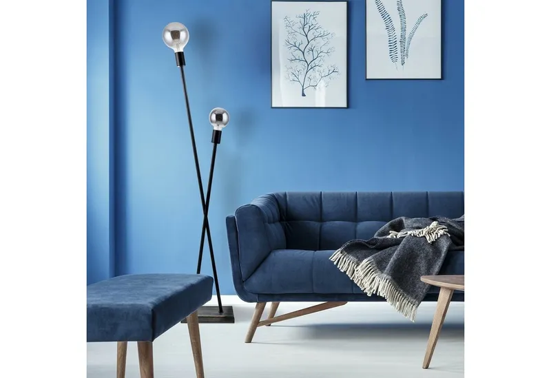Paco Home Stehlampe IKS, ohne Leuchtmittel, Stehlampe LED Lampe Wohnzimmer Vintage Retro Industrial Design E27, Schwarz, – Produktbild 1 von 4