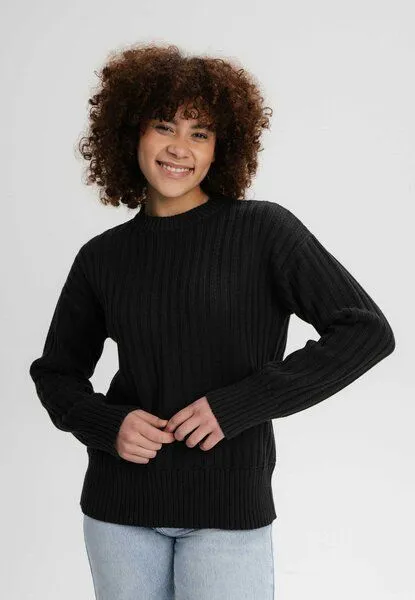 MELA Strukturierter Strickpullover ISHANI | von MELA | Fairtrade & GOTS zertifiziert, Schwarz, – Produktbild 1 von 4