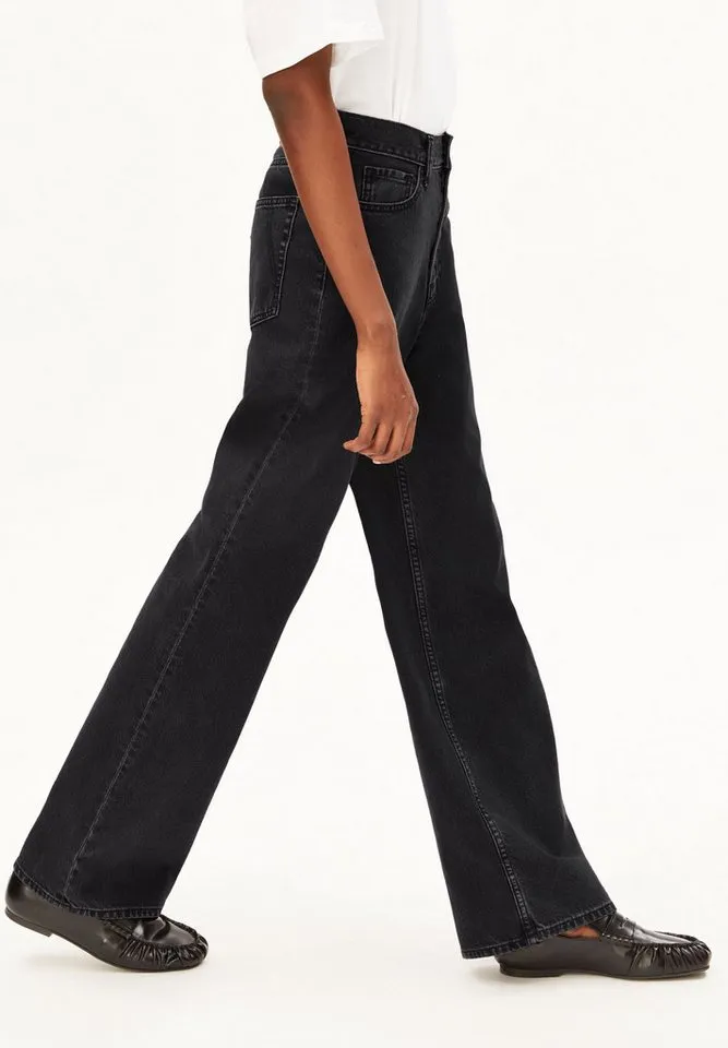 ARMEDANGELS ARMEDANGELS Weite Jeans ENIJAA (Non-Stretch, Regular Fit) High waist, Schwarz, – Produktbild 4 von 4