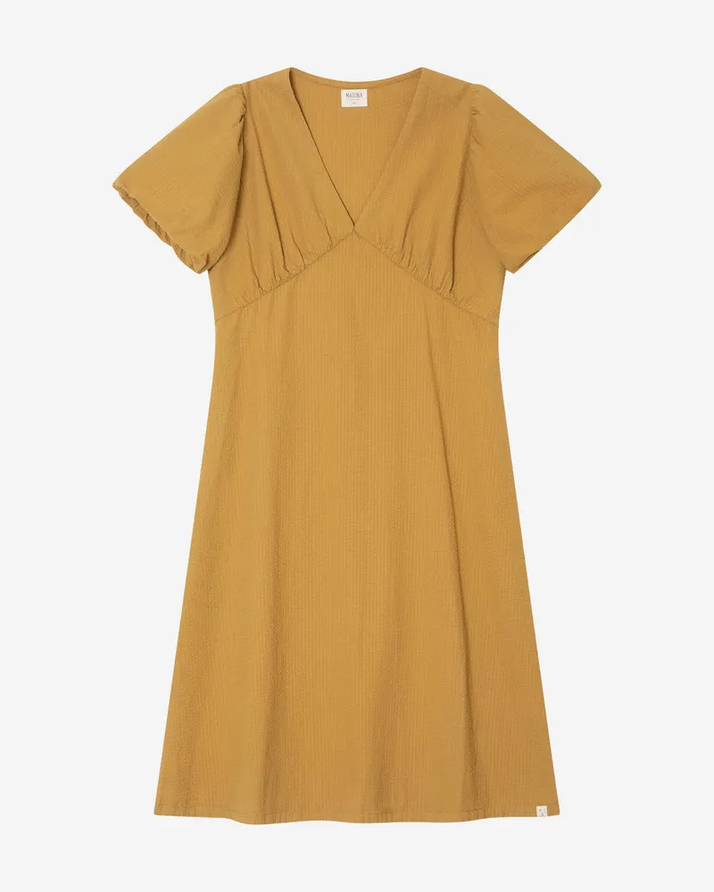 MATONA MATONA Damen vegan Kleid V-Ausschnitt Dunkelgelb, Dunkelgelb, – Produktbild 1 von 2