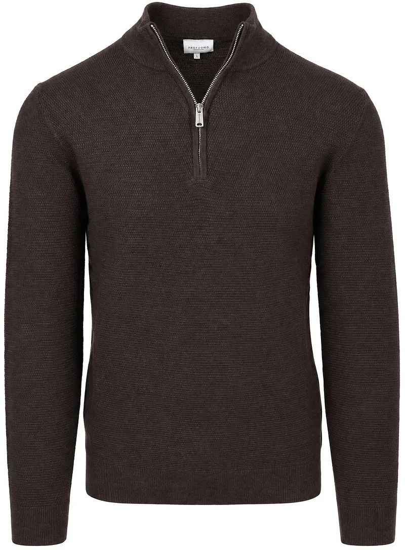 Profuomo Profuomo Half Zip Pullover Struktur Braun - Größe L, Braun, – Produktbild 1 von 3
