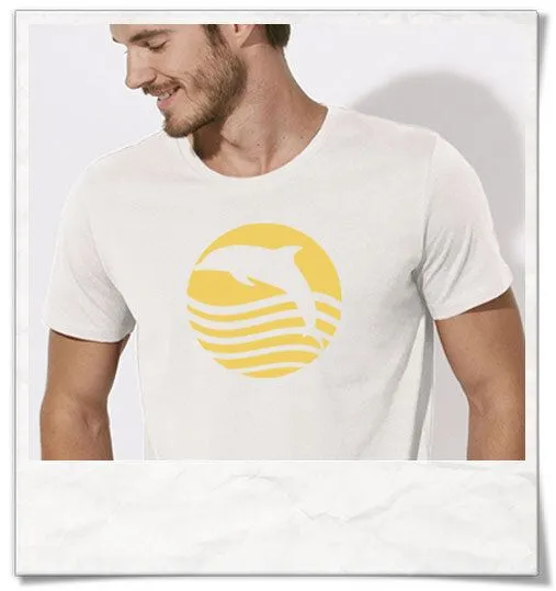 Picopoc Picopoc T-Shirt Delfin / Sonnenaufgang mit Delphin, Weiss, – Produktbild 3 von 4