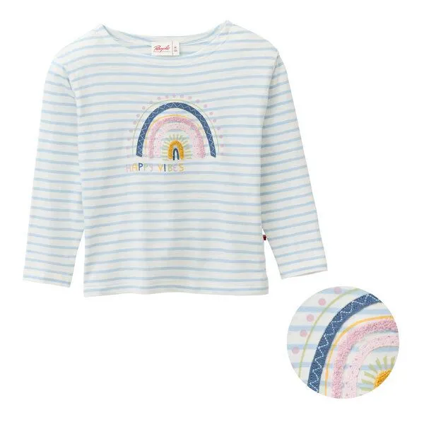 People Wear Organic People Wear Organic "Langarmshirt, blau geringelt, ""Regenbogen"", Bio-Baumwolle" – Produktbild 1 von 4