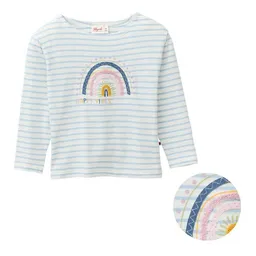 People Wear Organic People Wear Organic "Langarmshirt, blau geringelt, ""Regenbogen"", Bio-Baumwolle" – Produktbild 1 von 1