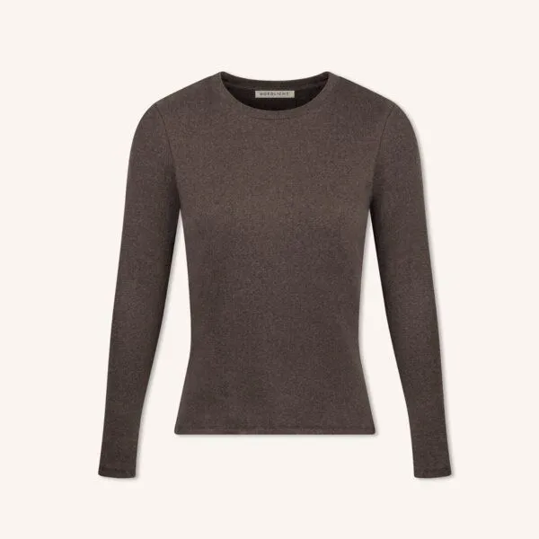 NORDLICHT NORDLICHT Geripptes Langarmshirt Lica aus Bio-Baumwolle, Braun, – Produktbild 2 von 4