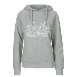 HANDGEDRUCKT HANDGEDRUCKT "Wilde Wiese" Frauen HOODY aus reiner Biobaumwolle (kbA) – Produktbild 1 von 1