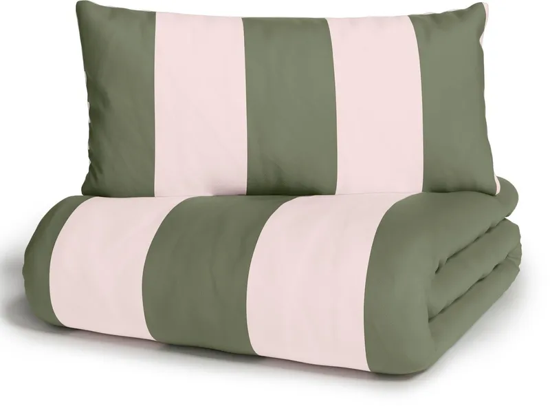 OTTO home Wendebettwäsche Sari Trend ab Gr. 135x200 cm, Bettwäsche-Set in modernen Farben, Linon, 2 teilig, Bettwäsche aus 100% Baumwolle mit Streifen, trendig, Rosa, – Produktbild 1 von 7