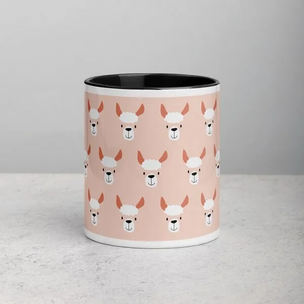 PepMelon Lama Tasse mit Farbe innen, Be Llamazing, lustige Lama Weihnachtstasse, Schwarz, – Produktbild 1 von 7