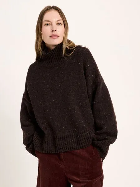 LANIUS LANIUS Oversized Pullover, Braun-bitter-chocolate-tweed, – Produktbild 1 von 4