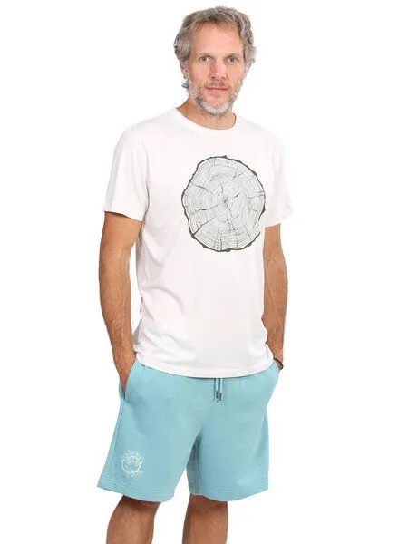 Life-Tree Life-Tree Jogger Shorts aus Biobaumwolle mit Logo Motiv Olive Unisex, Türkis, – Produktbild 4 von 4