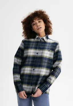 MELA MELA Damen vegan Hemd Flanell Akhela Marine / Lavendel – Produktbild 1 von 1