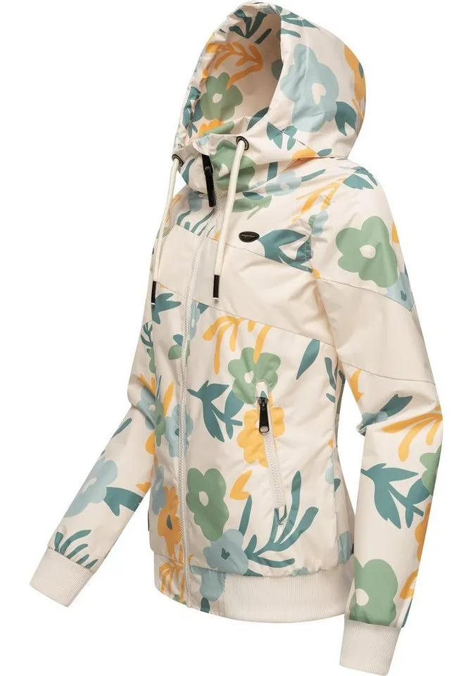 ragwear ragwear Outdoorjacke Nuggie Block Flower modische Damen Freizeitjacke mit floralem Print, Beige|braun, – Produktbild 3 von 5