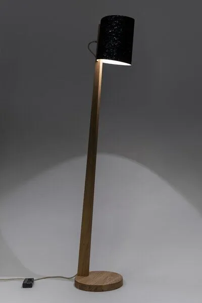 ALMUT von Wildheim ALMUT von Wildheim Dimmbare Stehleuchte aus Eiche Lampenschirm aus Naturmaterialien, Kork (schwarz/silber), – Produktbild 3 von 4