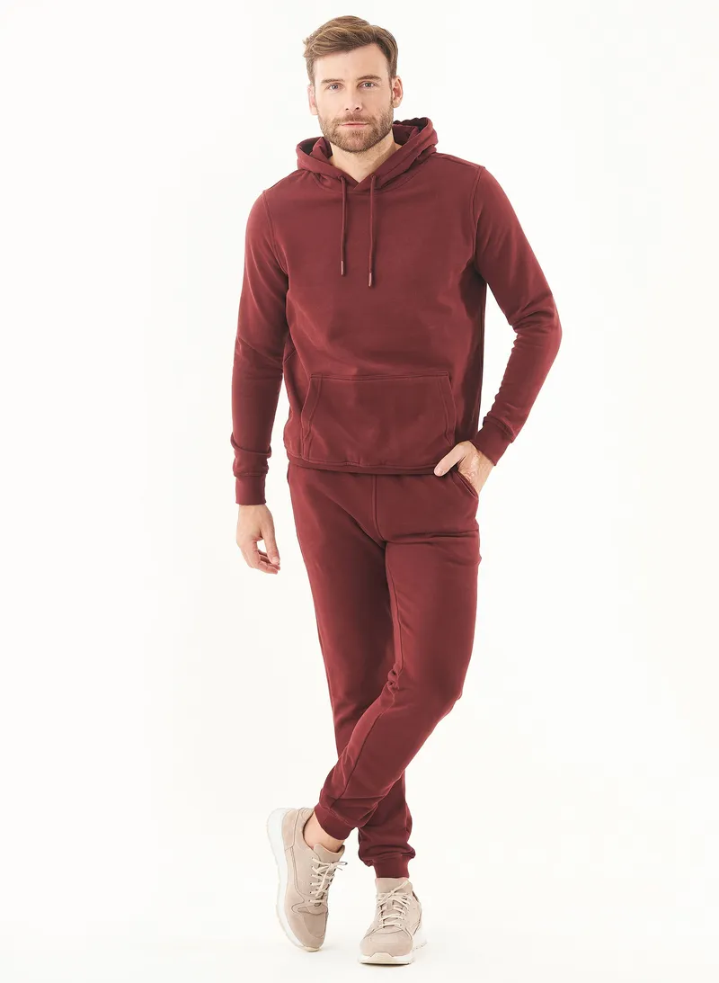 ORGANICATION ORGANICATION Herren vegan Kapuzenpullover Soft Touch Bordeaux, Dunkelrot, – Produktbild 1 von 2