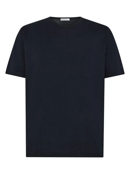 KnowledgeCotton Apparel KnowledgeCotton Apparel Gestricktes T-Shirt aus Bio-Baumwolle und Kaschmir, Blau-night-sky, – Produktbild 1 von 3