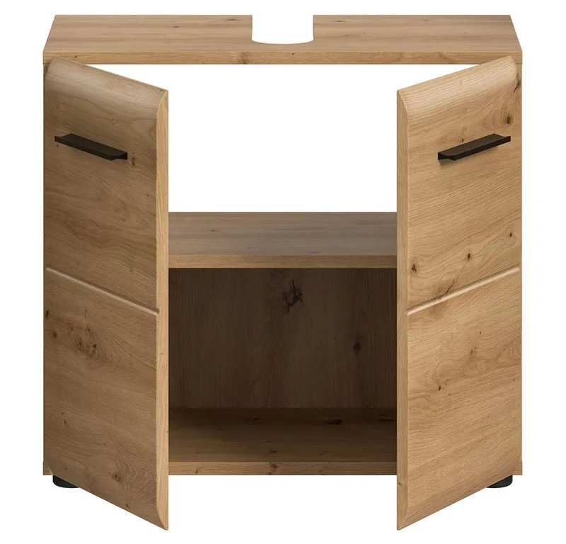 Lomadox Waschbeckenschrank IGGESUND-158 60 cm breit mit 2 Türen, Braun, – Produktbild 2 von 5
