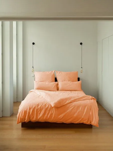 erlich textil erlich textil Cotton Select Spannbettlaken aus Bio-Baumwolle, made in Europe, Papaya, – Produktbild 5 von 5
