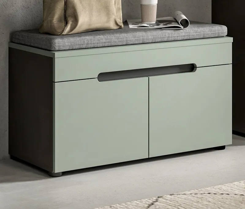 Inn.Furn Schuhbank Cooper (Garderobenbank in Salbei Grün und Basalt Grau, 80 x 45 cm), mit Soft-Close-Funktion, Grün, – Produktbild 5 von 5