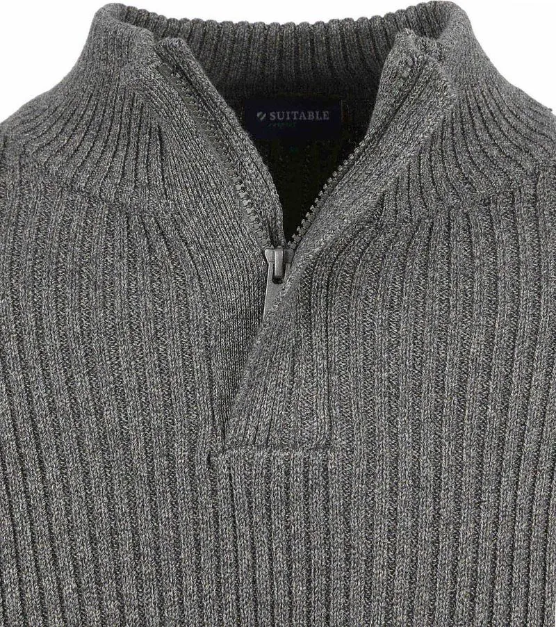 Suitable Suitable Mou Half Zip Pullover Anthrazit - Größe L, Grau, – Produktbild 3 von 5